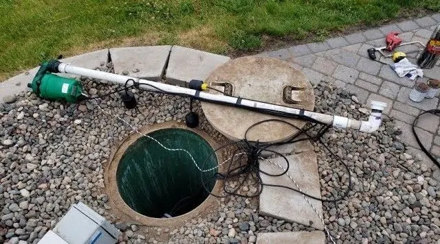 Septic effluent pump removed for component assessment